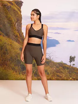 Женские спортивные байкерские тайтсы с цветными блоками и эластичной резинкой на талии LCW Active