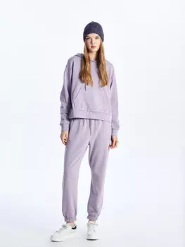 Женские спортивные брюки-джоггеры с вышивкой и эластичной резинкой на талии LCW Casual, матовый сиреневый