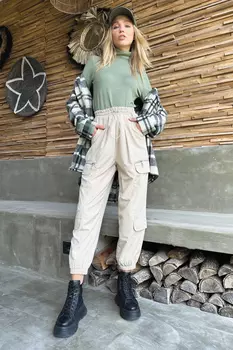 Женские спортивные брюки с каменной молнией Trend Alaat Stili, серый