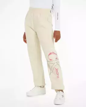 Женские спортивные брюки с монограммой Calvin Klein Jeans, цвет Natural