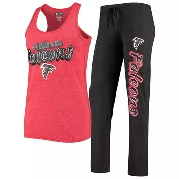 Женские спортивные черные/красные брюки Atlanta Falcons Satellite Slub, комплект для сна и майка Concepts