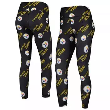 Женские спортивные леггинсы Concepts, черные леггинсы Pittsburgh Steelers с революционным принтом