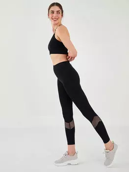 Женские спортивные леггинсы с эластичной резинкой на талии, прямые прозрачные детали XSIDE