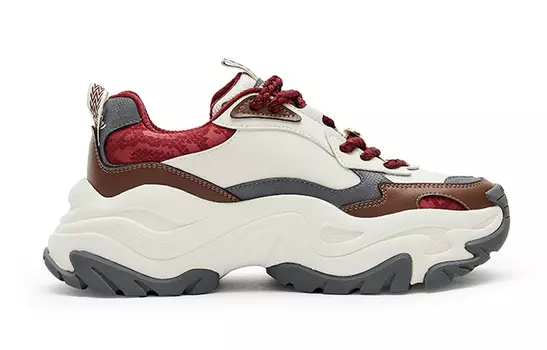 Женские спортивные массивные кроссовки Champion в стиле ретро, Cream/Red