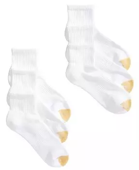 Женские спортивные носки Half-Cushion Quarter, 6 пар в упаковке Gold Toe, белый