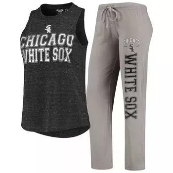 Женские спортивные серые/черные цвета Chicago White Sox Satellite Muscle Майка и брюки для сна