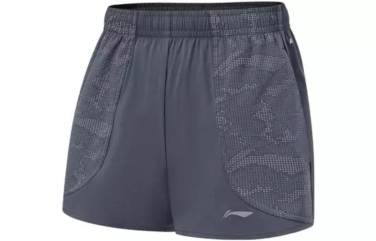 Женские спортивные шорты для бега LiNing, Ebony Black Reflective Silver Print