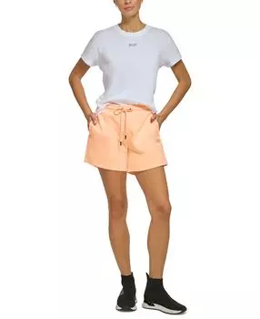 Женские спортивные шорты из хлопка с логотипом и кулиской DKNY