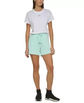 Женские спортивные шорты из хлопка с логотипом и кулиской DKNY, мульти