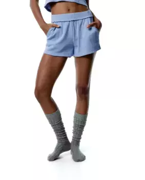 Женские спортивные шорты из вафельного хлопка Black Limba, синий