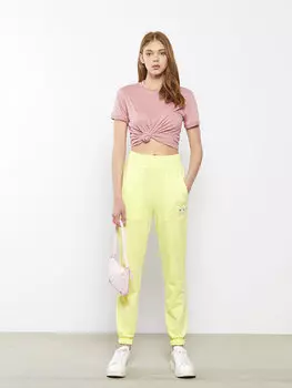 Женские спортивные штаны для бега с принтом и эластичной резинкой на талии LCW Casual, фисташковый зеленый