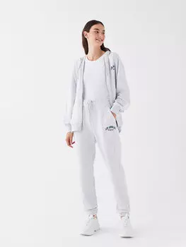 Женские спортивные штаны для бега с принтом и эластичной резинкой на талии LCW Casual, светло-серый меланж