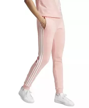 Женские спортивные штаны из хлопкового флиса с 3 полосками adidas, розовый