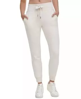 Женские спортивные штаны Jogger из флиса с логотипом и завязками DKNY, коричневый/бежевый