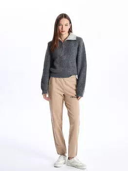 Женские спортивные штаны с принтом и эластичным поясом CALMERA MODA, бежевый