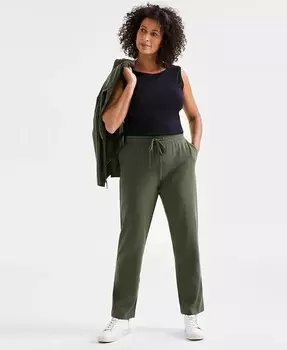 Женские спортивные штаны со средней посадкой и завязкой на талии Style & Co, зеленый