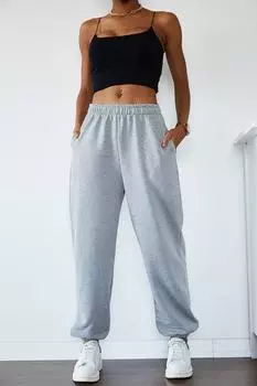 Женские спортивные штаны свободного покроя и завышенной талии на шнуровке XHAN, серый