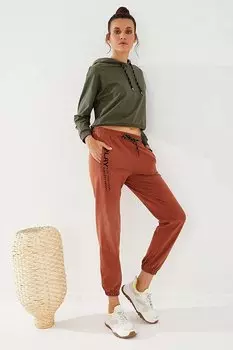 Женские спортивные штаны удобной формы с эластичной резинкой и высокой талией корицы TOMMYLIFE