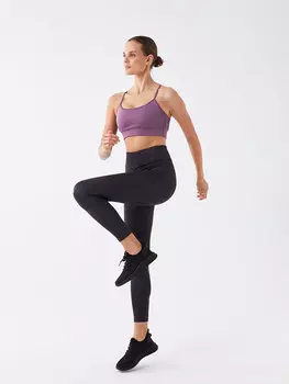 Женские спортивные тайтсы с рисунком и эластичной резинкой на талии LCW Active, черный с принтом 4