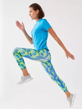 Женские спортивные тайтсы с рисунком и эластичной резинкой на талии LCW Active, зеленый принт