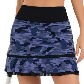 Женские спортивные теннисные шорты, плиссированные юбки для гольфа с рюшами и высокой талией, с карманами Kojooin, цвет Blue Camo