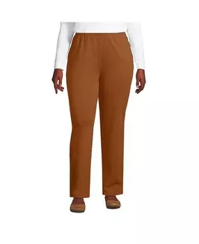 Женские спортивные трикотажные брюки больших размеров с эластичной резинкой на талии и высокой посадкой Lands' End