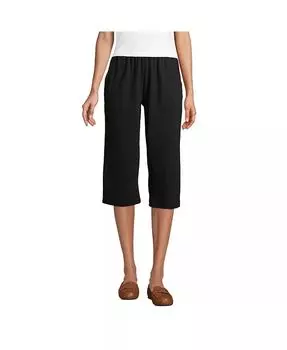 Женские спортивные трикотажные брюки-капри с высокой посадкой и эластичной резинкой на талии Lands' End, черный