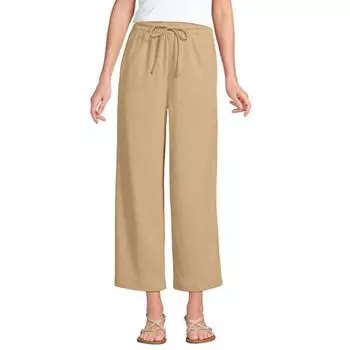 Женские спортивные трикотажные укороченные брюки свободного кроя на резинке Lands' End, цвет french pecan heather