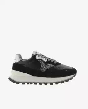 Женские спортивные туфли из металлизированного нейлона с замшевыми деталями в тон и зубчатой подошвой Victoria, черный