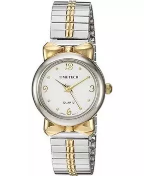 Женские стальные двухцветные часы с расширяющимся эластичным браслетом TIMETECH, серебро