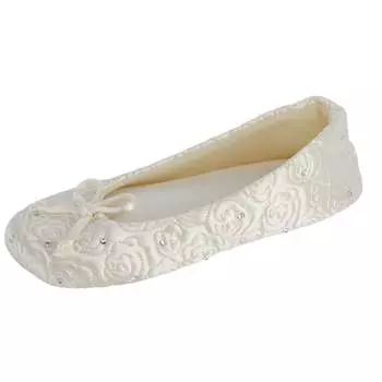 Женские стеганые балетки с махровой подкладкой и розовым принтом Isotoner