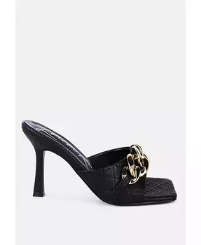 Женские стеганые босоножки «русалка», украшенные металлизированной цепочкой London Rag, черный