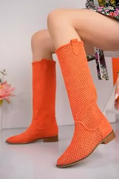 Женские стильные и удобные летние ботинки Milano с лазерной резкой Muggo, апельсин