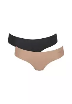 Женские стринги, 2 шт. в упаковке - хип-стринги Zero Microfibre 2.0, микрофибра, однотонные sloggi, цвет Schwarz Nude