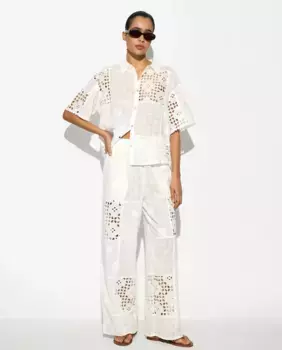 Женские струящиеся брюки с эластичным поясом и плотной высечкой Parfois, белый