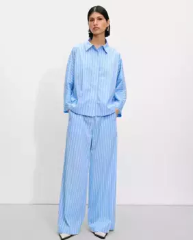 Женские струящиеся брюки с эластичным поясом и полосатым принтом Parfois, синий