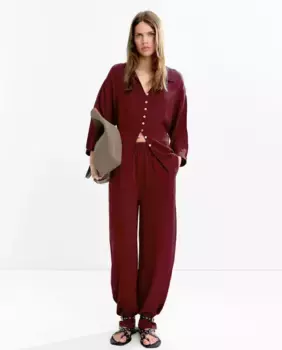 Женские струящиеся брюки с однотонным эластичным поясом Parfois, гранатовый