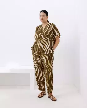 Женские струящиеся брюки с принтом Couchel, зеленый