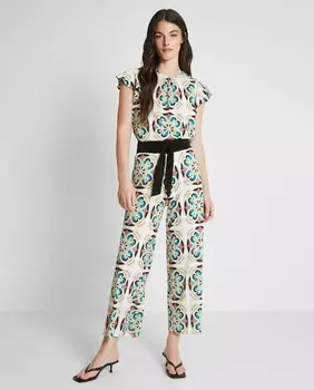 Женские струящиеся брюки с принтом и бантом на талии Trucco, мультиколор