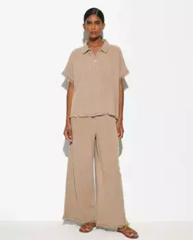 Женские струящиеся брюки с регулируемой кулиской и простой строчкой Parfois, бежевый