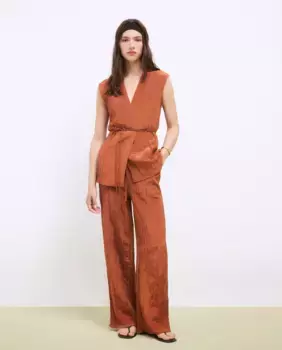 Женские струящиеся мятые брюки Tintoretto, коричневый