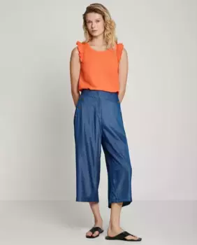 Женские струящиеся укороченные брюки с пуговицами Trucco, синий