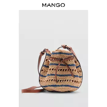 Женские сумка Mango из натурального волокна с узловатым швом, темно-синий