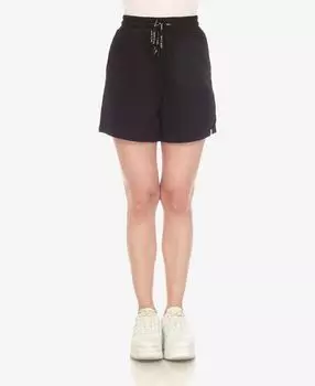 Женские супермягкие спортивные шорты с поясом на шнурке White Mark, черный