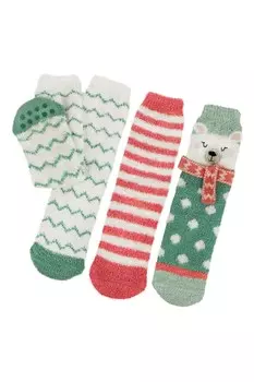 Женские супермягкие уютные носки тапочки, 3 пары Totes, зеленый