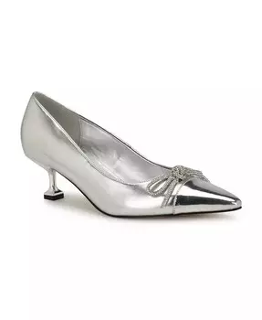 Женские свадебные туфли-лодочки без шнуровки на коническом каблуке Wendon Nine West, серебро