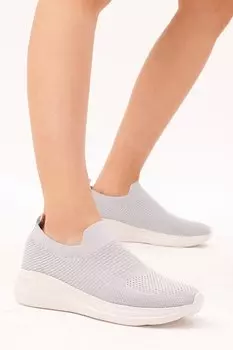 Женские светло-серые удобные кроссовки на шнуровке TONNY BLACK, серый