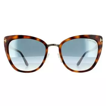 Женские светлые солнцезащитные очки "кошачий глаз" цвета гаваны с зеркалом Tom Ford, коричневый