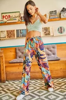 Женские свободные брюки-палаццо темно-синего цвета с эластичной резинкой на талии и джунглями Olalook, темно-синий