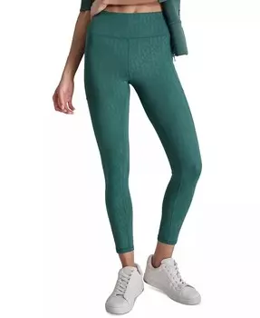 Женские тайтсы для фитнеса с высокой талией 7/8 и тиснением интерлок DKNY, зеленый